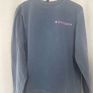 Pure Barre slate gray/blue Sweatshirt with Pink Logo